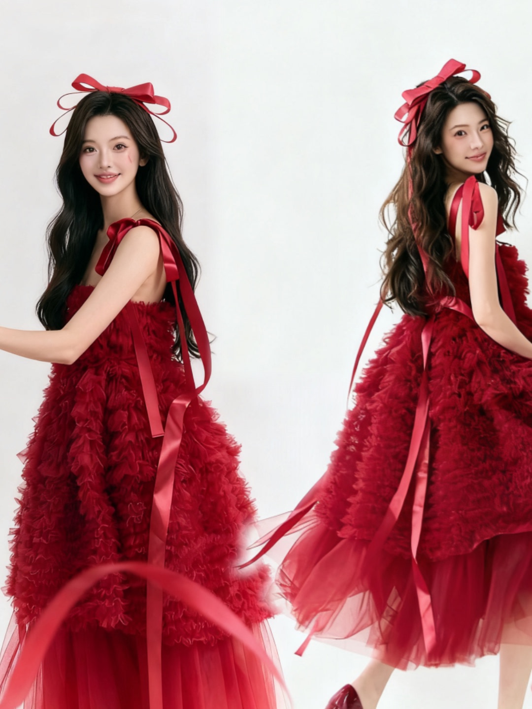 Ethnic Fashion Studio - Red Tulle Skirt Artistic Birthday Photography