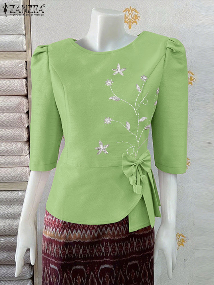 Thai Silk Blouse - ZANZEA Elegant Asymmetrical Hem Blouses Woman