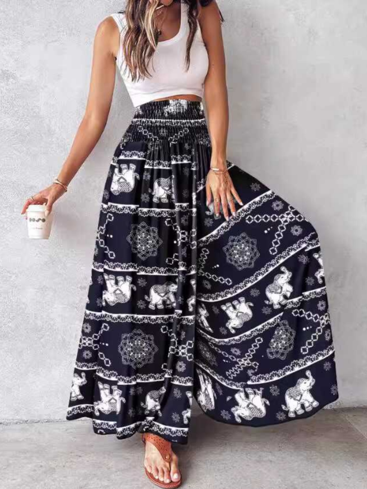 Bohemian High Waist Wide Leg P - Ethnic Boho Fashion บทวิจารณ์และราคา