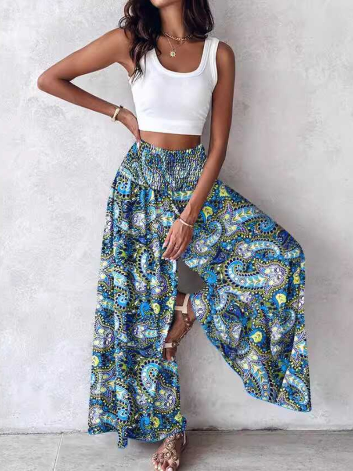 Bohemian High Waist Wide Leg P - Ethnic Boho Fashion บทวิจารณ์และราคา