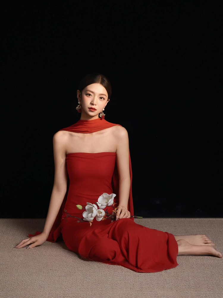 Red Retro Chinese Style Dress  - Ethnic Fashion Studio บทวิจารณ์และราคา