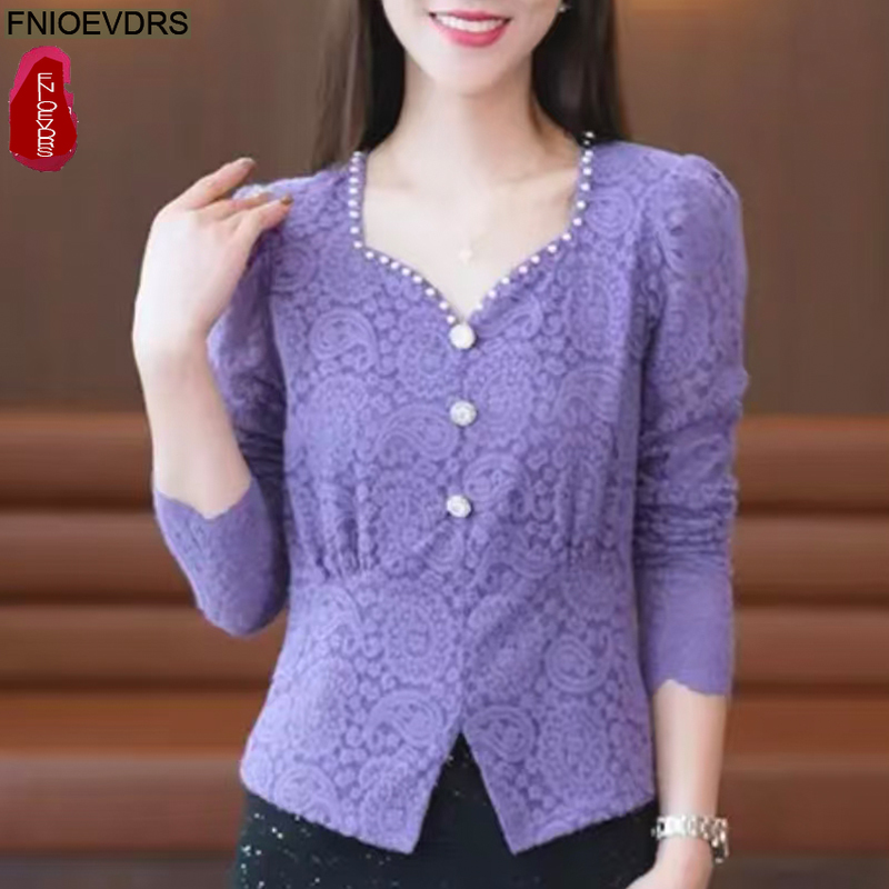 Hollow Out Crochet Lace Tops B - Thai Silk Blouse บทวิจารณ์และราคา