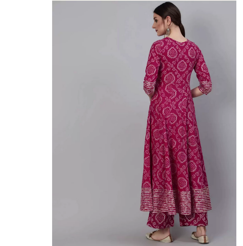 Indian Pure Cotton Rose Red Pr - Salwar Kameez Set บทวิจารณ์และราคา