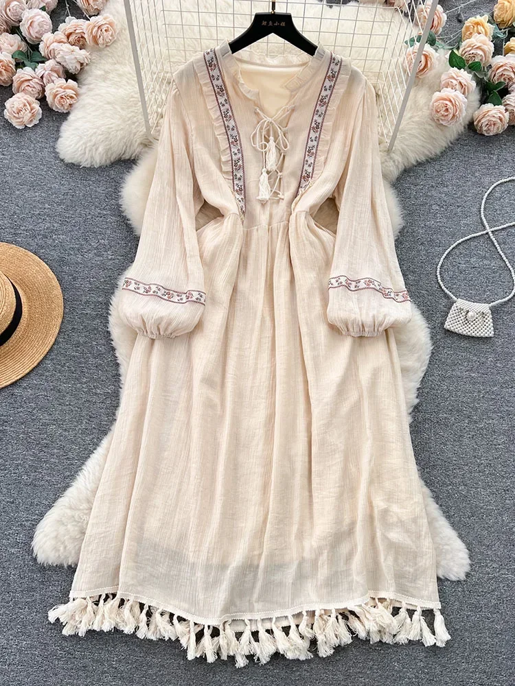 Spring/Summer Bohemian Dress W - Ethnic Boho Fashion บทวิจารณ์และราคา