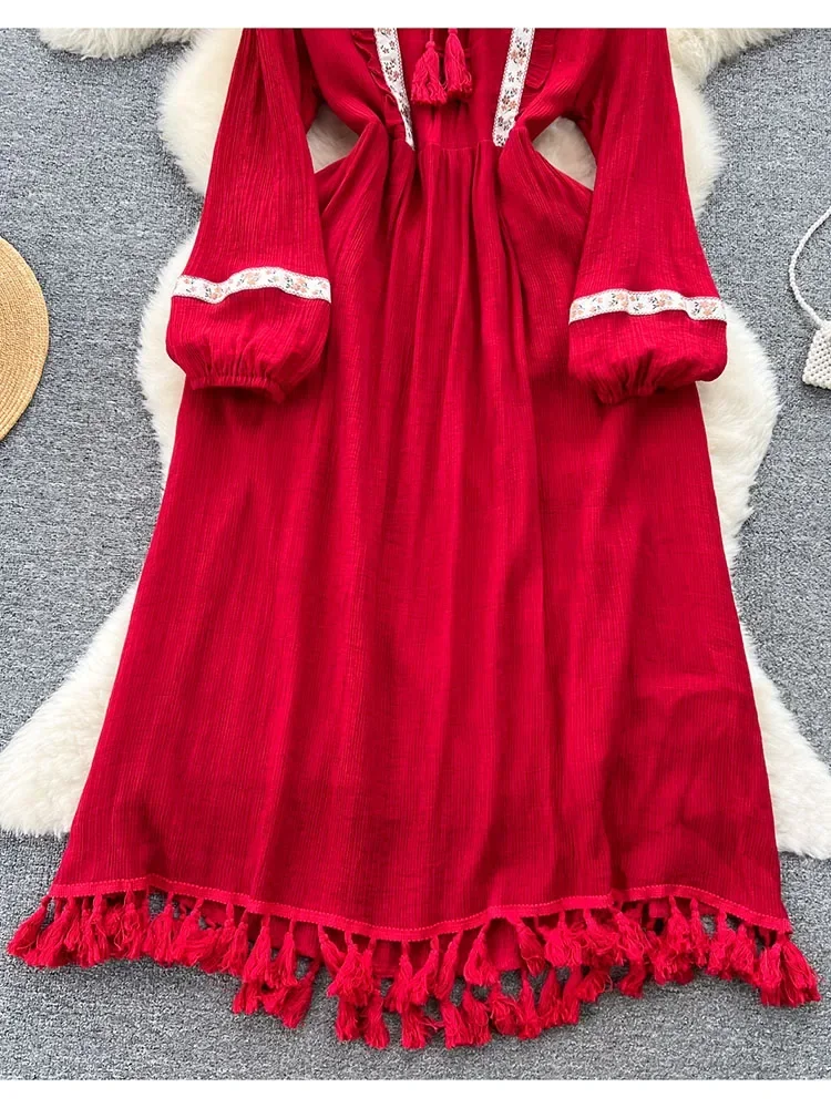 Spring/Summer Bohemian Dress W - Ethnic Boho Fashion บทวิจารณ์และราคา