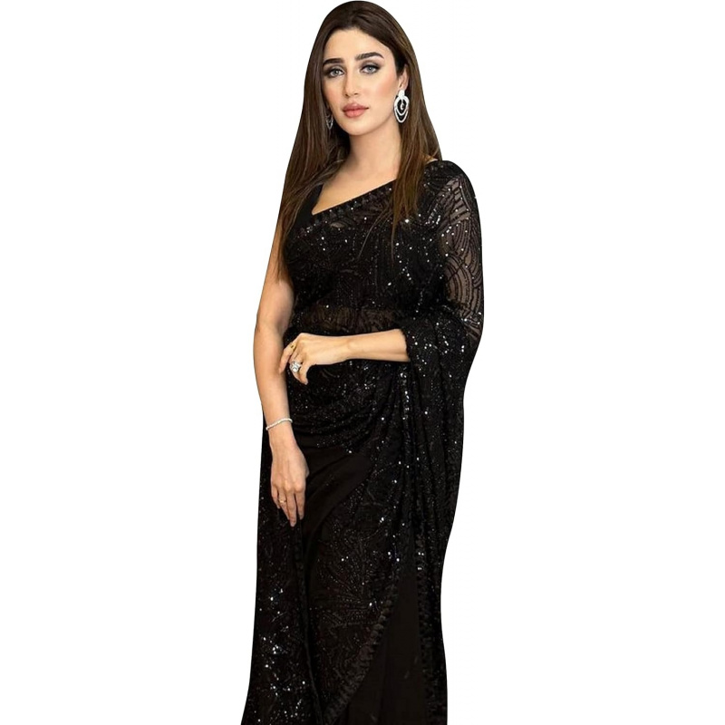 Women's Georgette Sequence Emb - Saree Georgette Women บทวิจารณ์และราคา