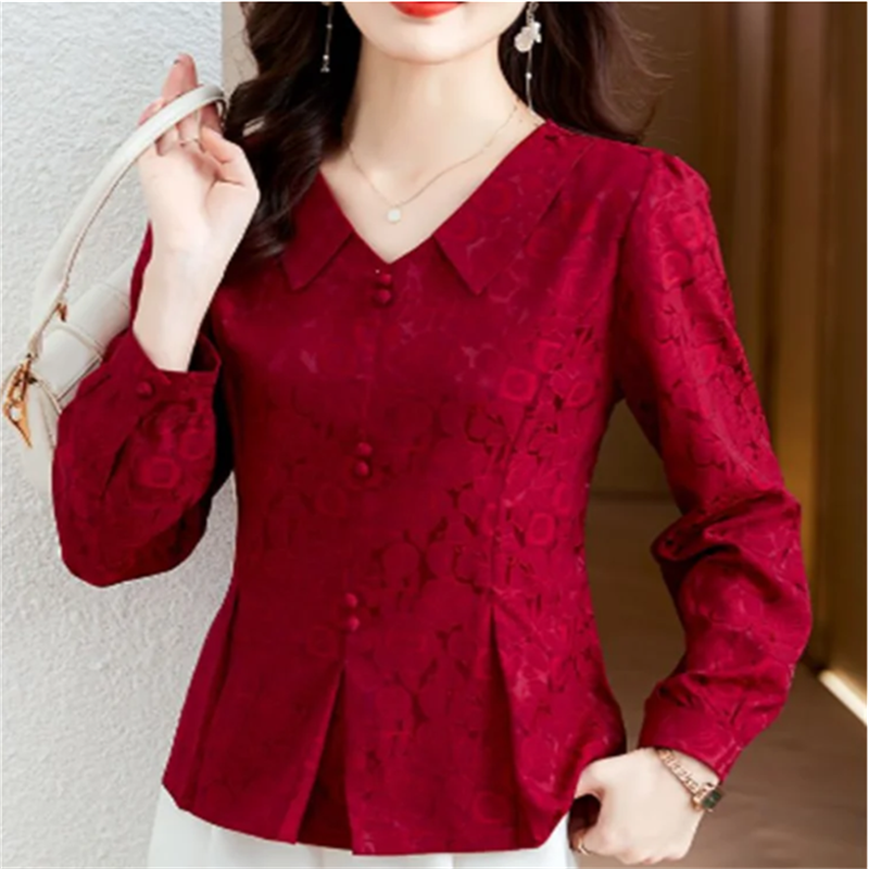 Retro Women's Shirt Jacquard S - Thai Silk Blouse บทวิจารณ์และราคา