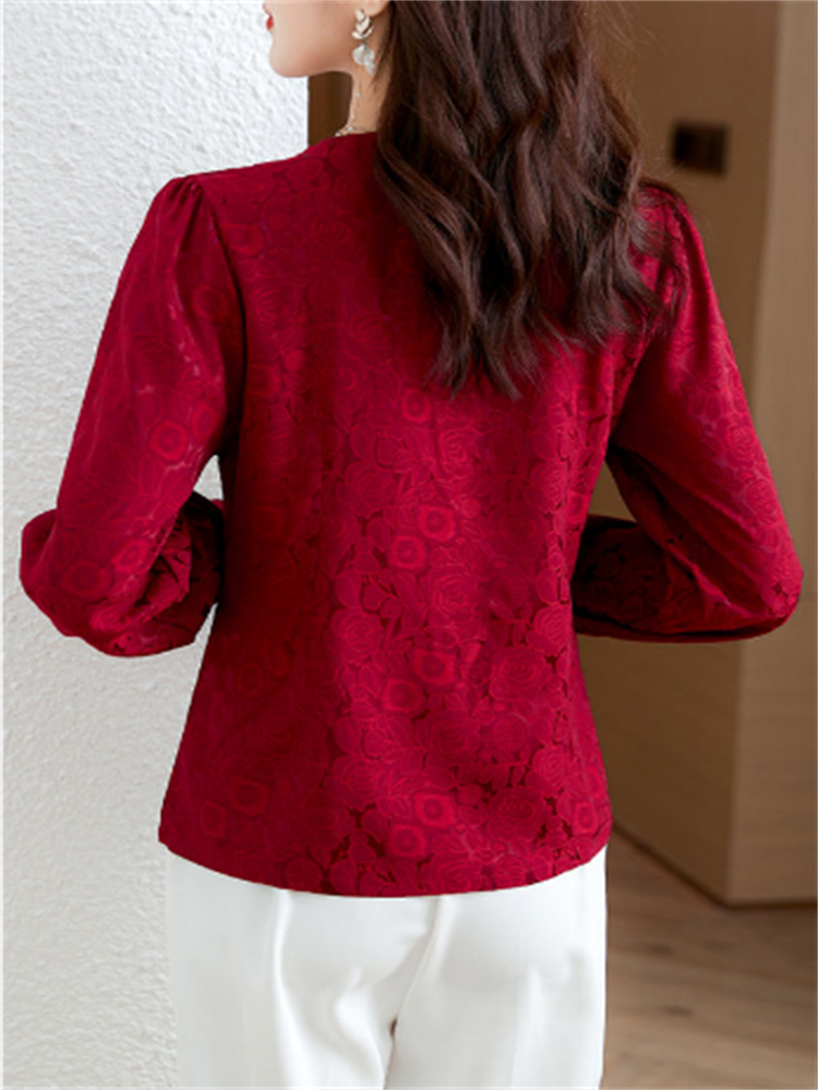 Retro Women's Shirt Jacquard S - Thai Silk Blouse บทวิจารณ์และราคา