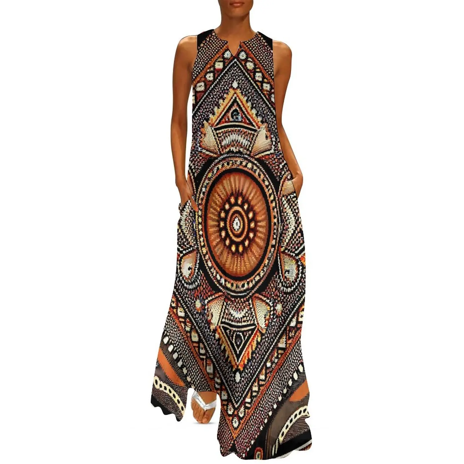 Vintage Ethnic Long Dress Red  - Ethnic Boho Fashion บทวิจารณ์และราคา