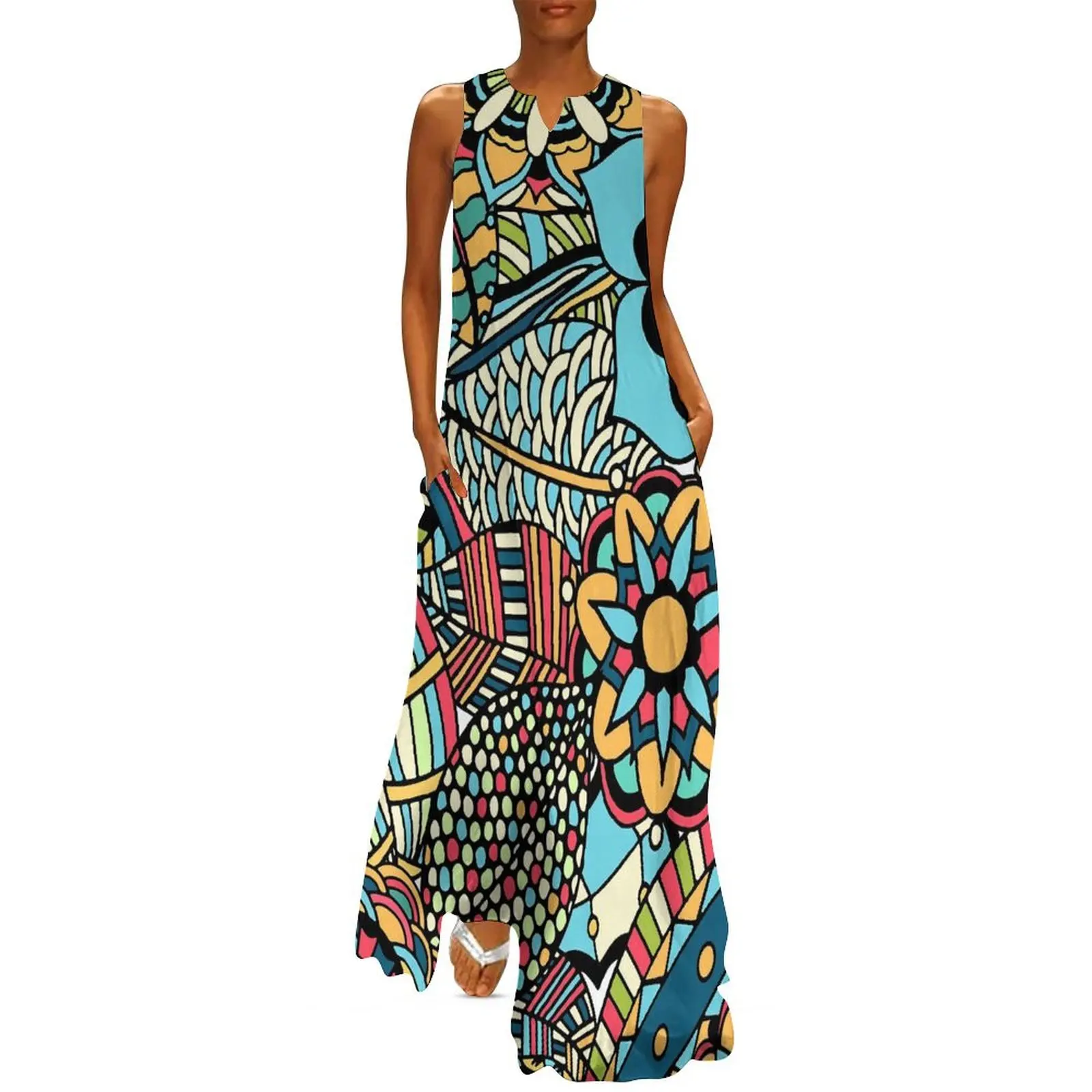 Vintage Ethnic Long Dress Red  - Ethnic Boho Fashion บทวิจารณ์และราคา