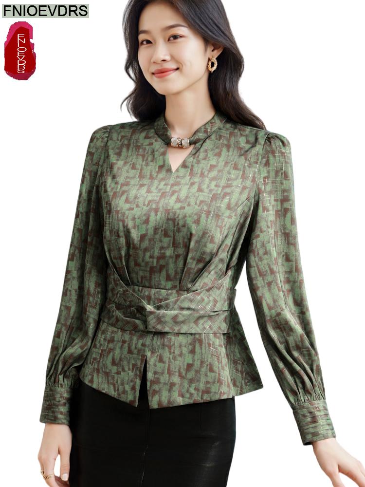 Retro Vintage Green Flower Pri - Thai Silk Blouse บทวิจารณ์และราคา