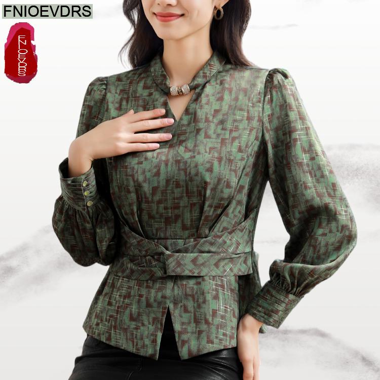 Retro Vintage Green Flower Pri - Thai Silk Blouse บทวิจารณ์และราคา