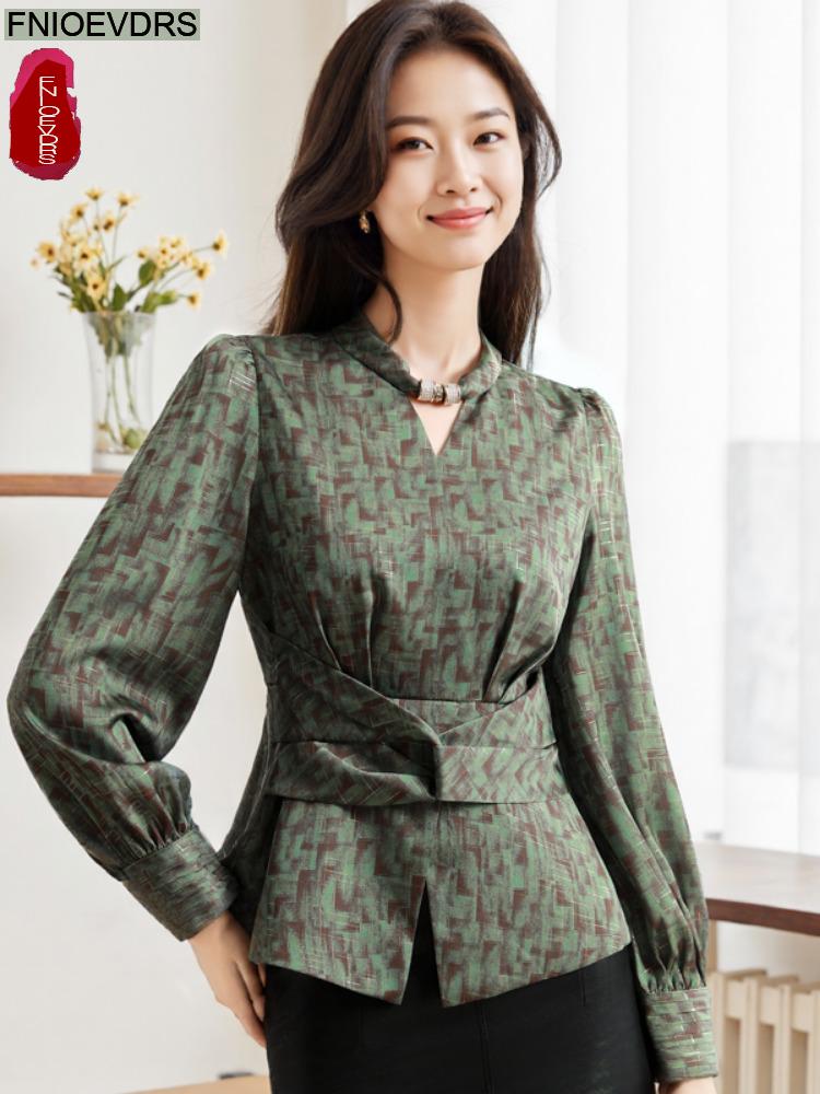 Retro Vintage Green Flower Pri - Thai Silk Blouse บทวิจารณ์และราคา