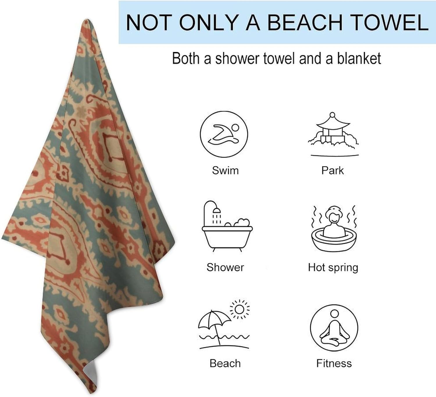 Fabric Pattern Beach Towels Ab - Ikat Woven Fabric บทวิจารณ์และราคา