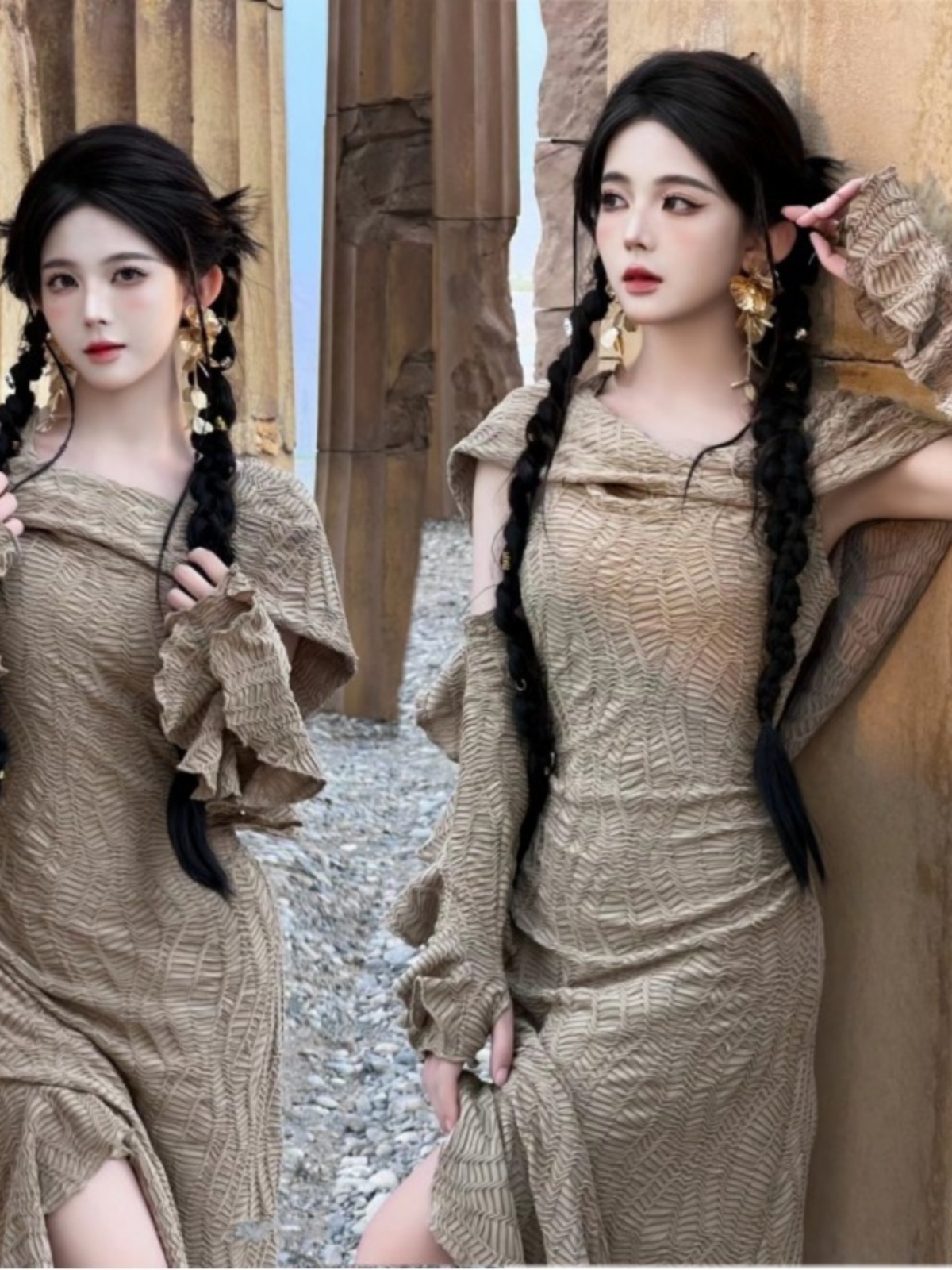 Desert  Themed Long Dress Wome - Ethnic Clothing & Online Fashion Store Khaadi Us บทวิจารณ์และราคา