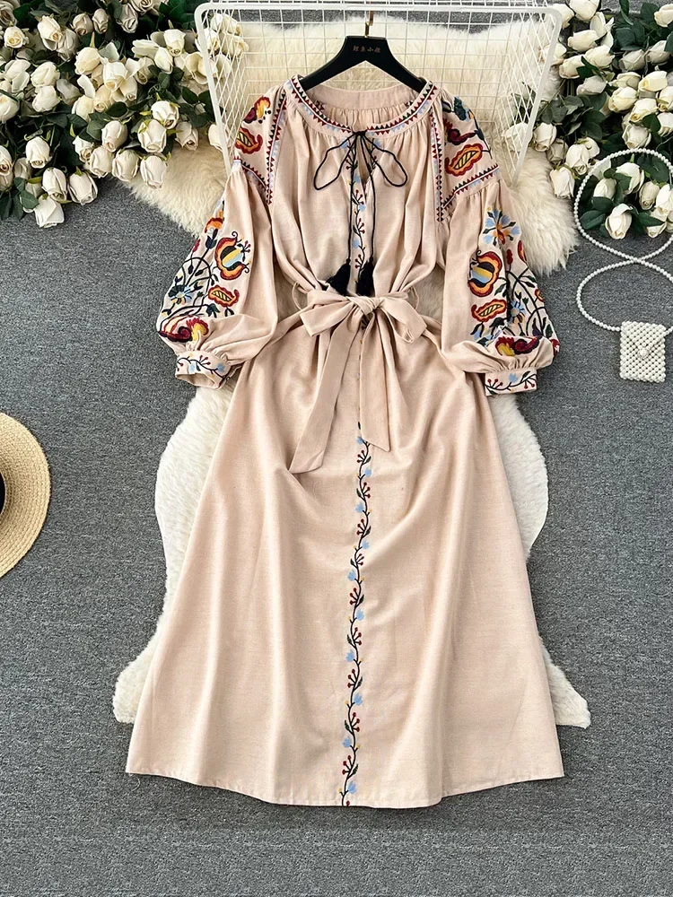 Women Spring Autumn Dress Vint - Ethnic Boho Fashion บทวิจารณ์และราคา