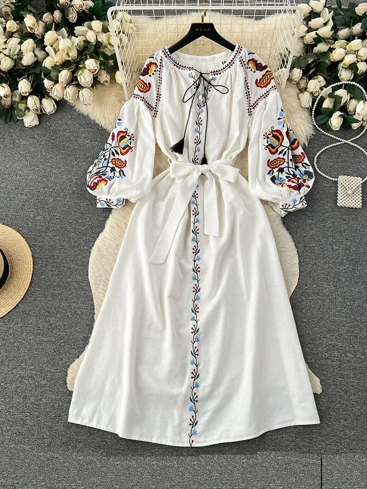 Women Spring Autumn Dress Vint - Ethnic Boho Fashion บทวิจารณ์และราคา