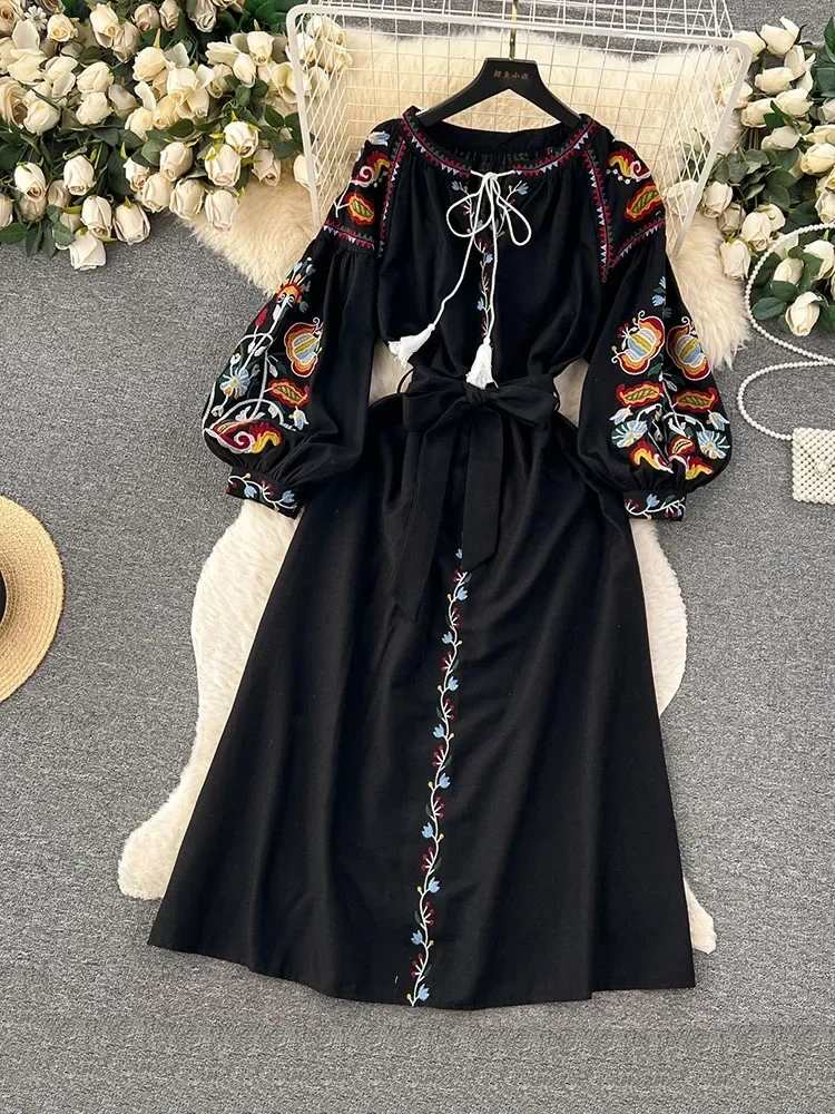 Women Spring Autumn Dress Vint - Ethnic Boho Fashion บทวิจารณ์และราคา