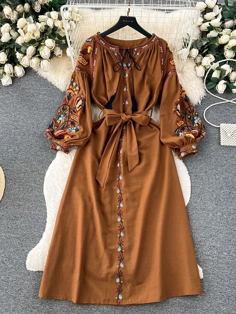 Women Spring Autumn Dress Vint - Ethnic Boho Fashion บทวิจารณ์และราคา