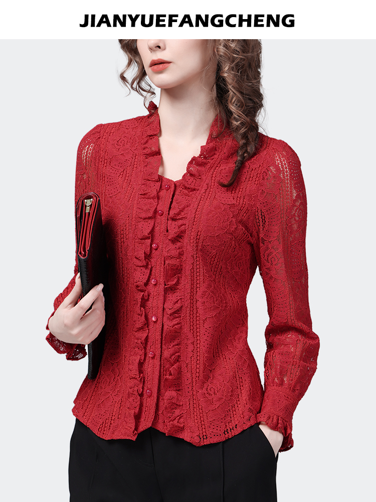 Fashion Square Neck Ruffles Re - Thai Silk Blouse บทวิจารณ์และราคา