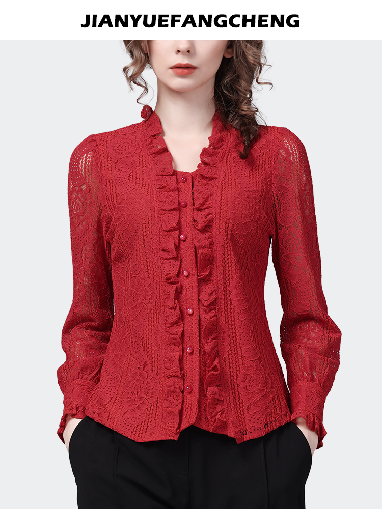 Fashion Square Neck Ruffles Re - Thai Silk Blouse บทวิจารณ์และราคา