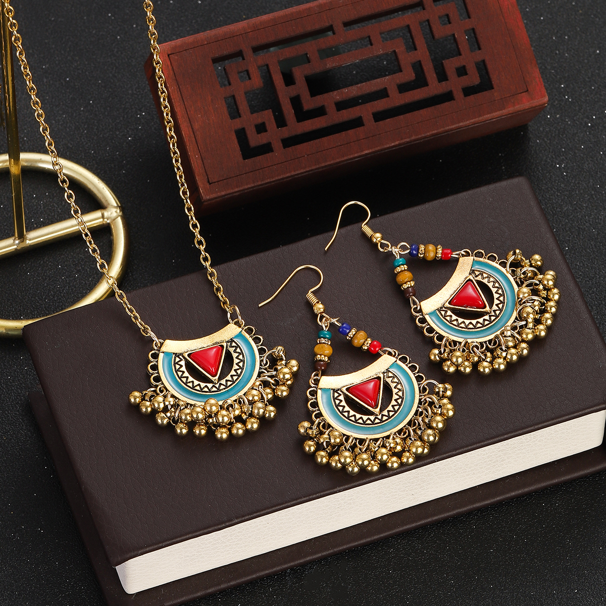 Ethnic Red Stone Necklace Earr - Ethnic Fashion Trends 2026 บทวิจารณ์และราคา