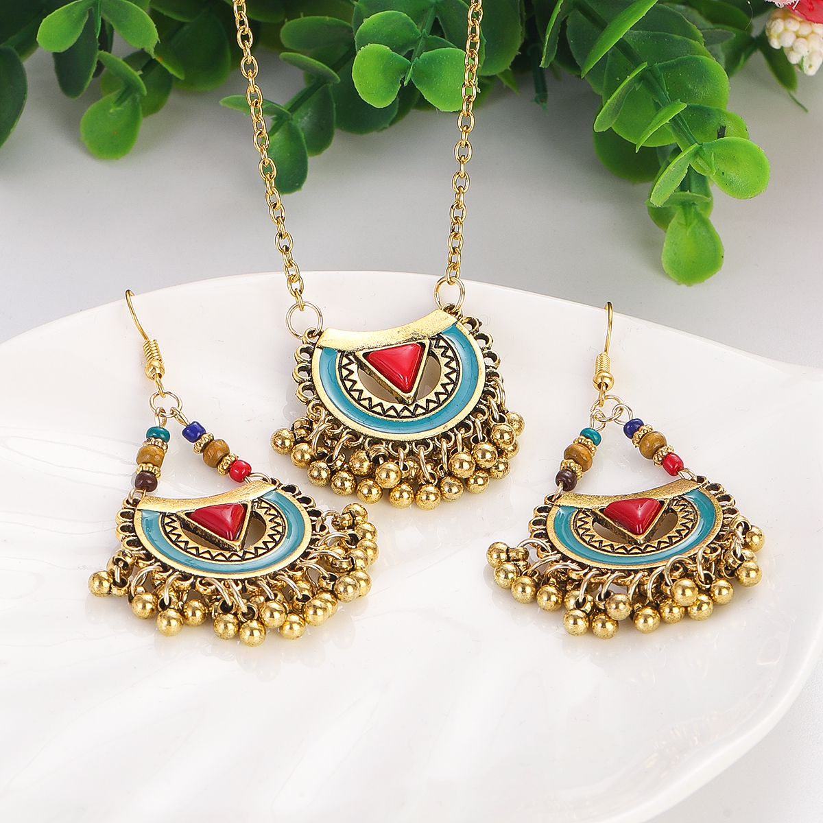Ethnic Red Stone Necklace Earr - Ethnic Fashion Trends 2026 บทวิจารณ์และราคา