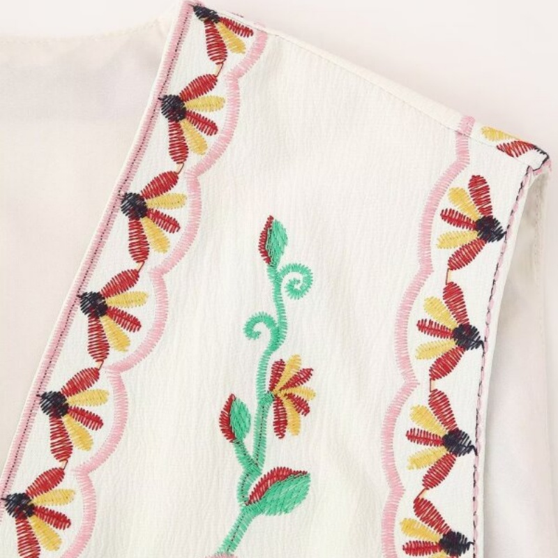 Women's Spring Floral Embroide - Ethnic Boho Fashion บทวิจารณ์และราคา