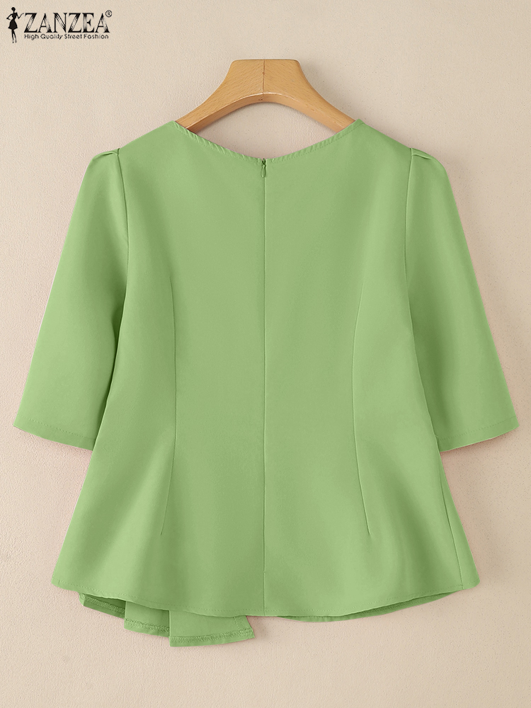 ZANZEA Elegant Asymmetrical He - Thai Silk Blouse บทวิจารณ์และราคา