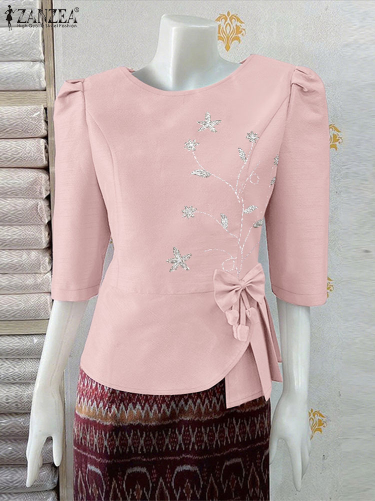 ZANZEA Elegant Asymmetrical He - Thai Silk Blouse บทวิจารณ์และราคา